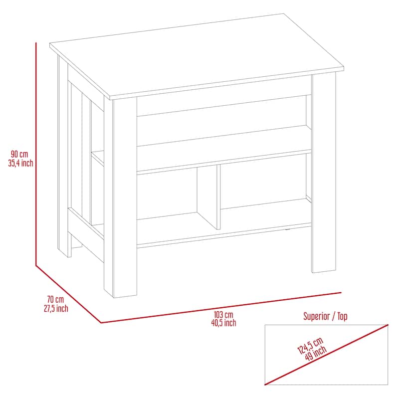 Cala Kitchen Island, Four Legs, Three Shelves -Dark Brown / Onyx