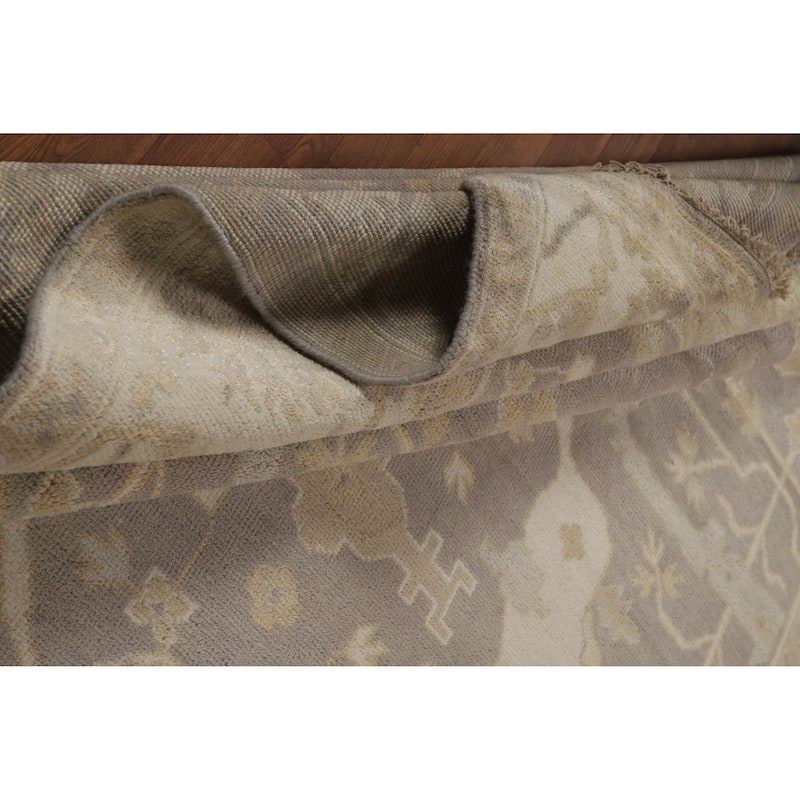 Grey Oushak Indian Area Rug Hand-Knotted Wool Carpet - 9'1" x 11'9"