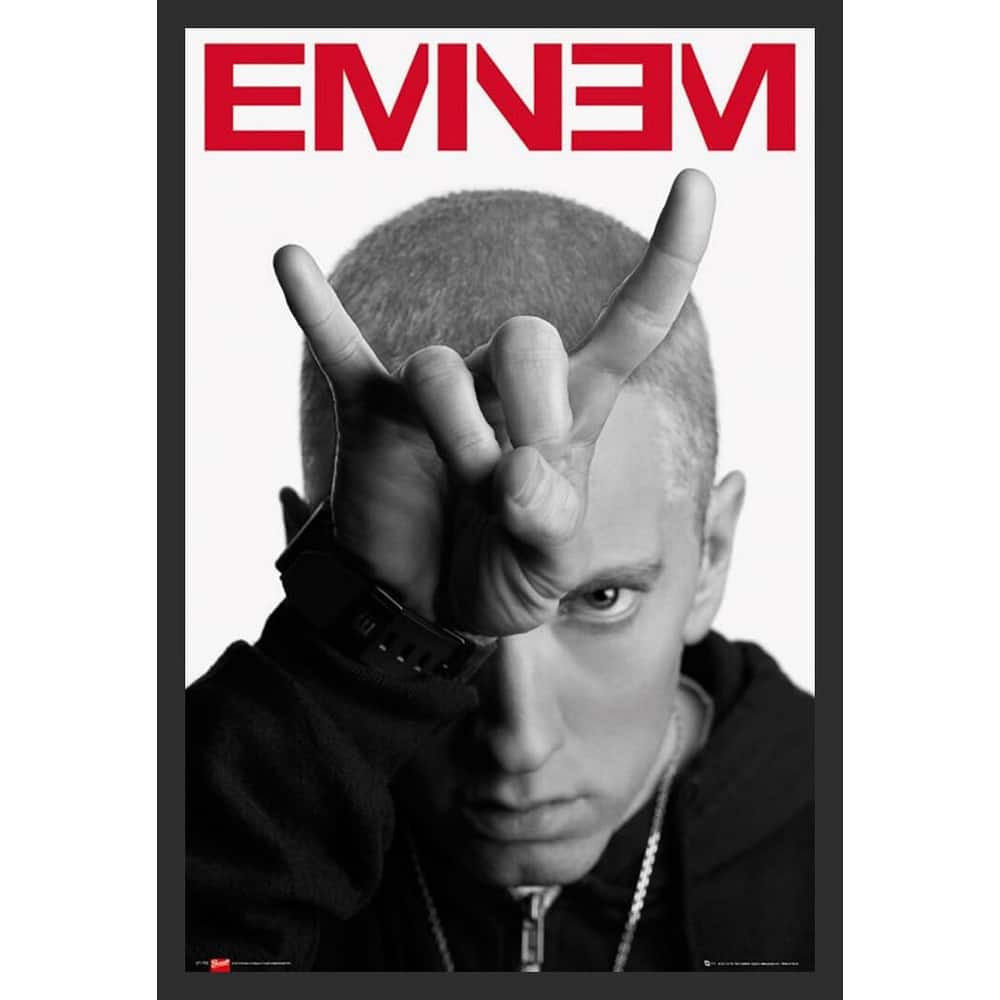 Eminem Horns Rap Framed Poster - 24 x 36 Inch