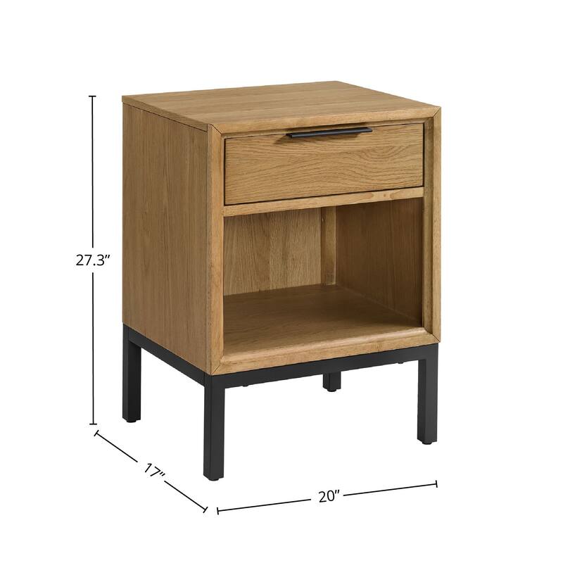 Newport 1-Drawer Wood Nightstand, Natural Oak