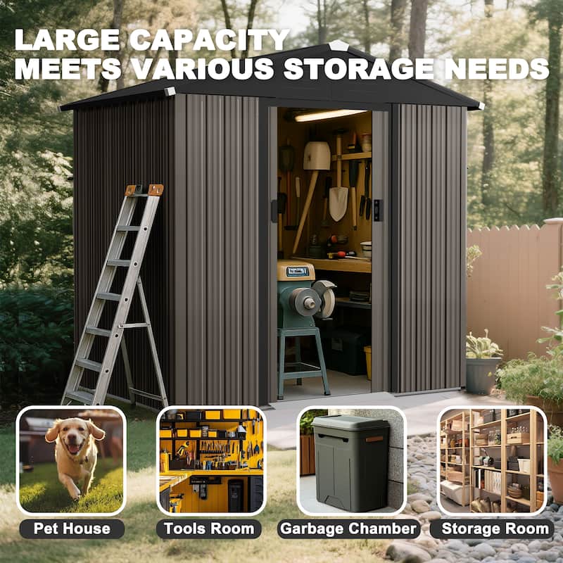 Metal Outdoor Garden Shed Storage Tool Shed with Sliding Doors