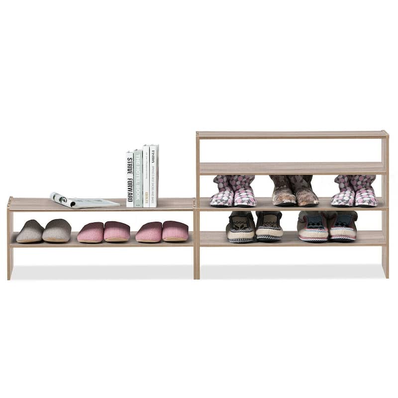 3-Piece Multipurpose MDF Stackable Storage Shoe Rack with 2-Tier Shelves for Hallway or Living Room - 31"x 12"x36" (L x W x H)