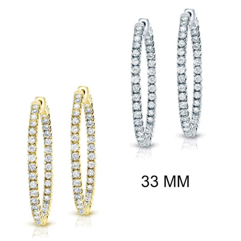 Auriya 14k Gold 3 carat TW Small to Large Diamond Hoop Earrings (J-K, I1-I2)