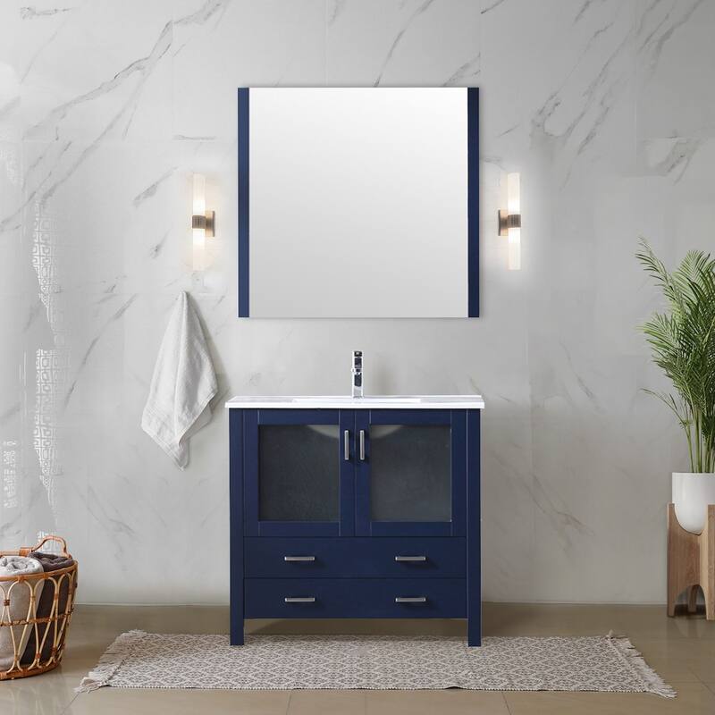 Lexora Volez 36 inch single Bathroom Vanity Countertop Sink and Mirror