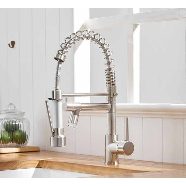 2-Function Pulldown Kitchen Faucet w/ LED 2 Spout