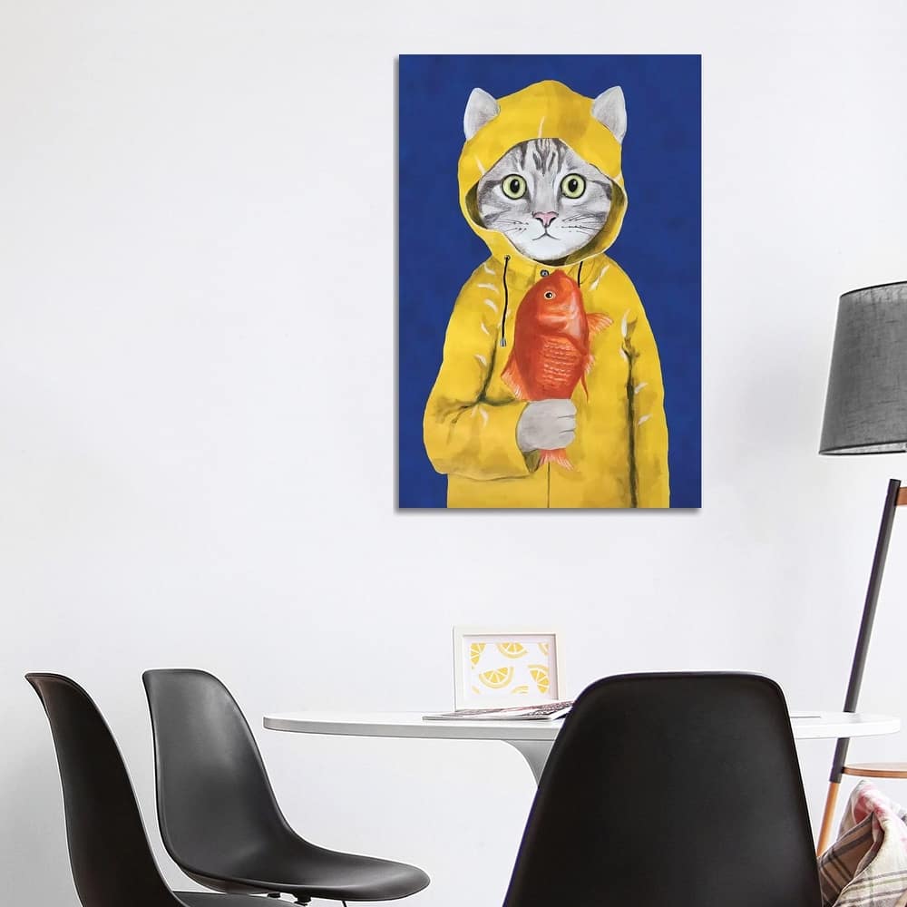 iCanvas "Cat With Fish" by Coco de Paris Canvas Print