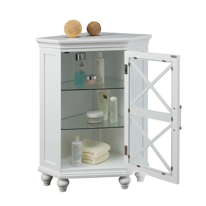 Teamson Home Blue Ridge Corner Wooden Floor Accent Cabinet