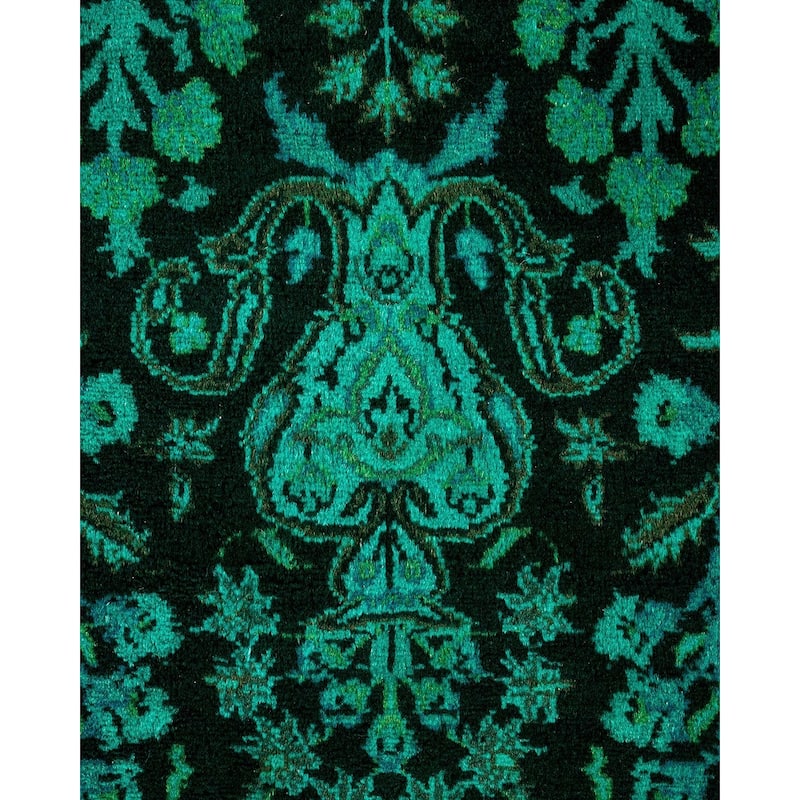 Overton Hand Knotted Wool Vintage Inspired Modern Contemporary Overdyed Blue Area Rug - 8' 2" x 10' 1"