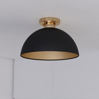 Devon 12.75-in W LED Compatible Mid-Century Modern Semi Flush Mount Ceiling Light