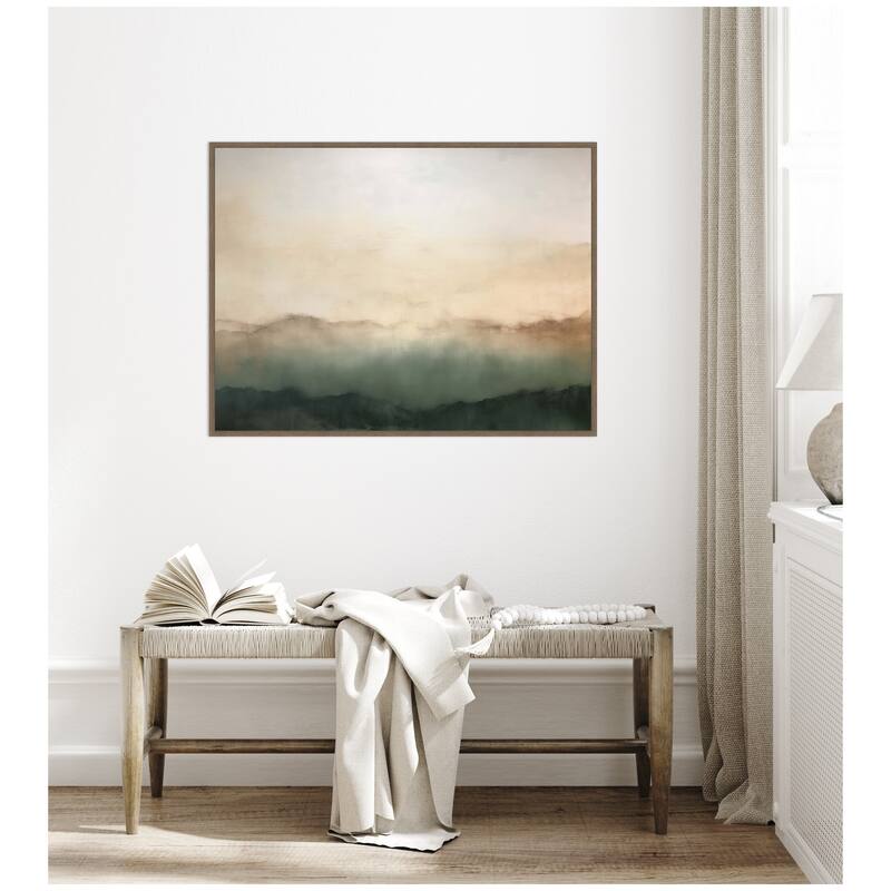 Kate and Laurel Sylvie Green Mountain Abstract I Horizontal Framed Canvas by Amy Lighthall