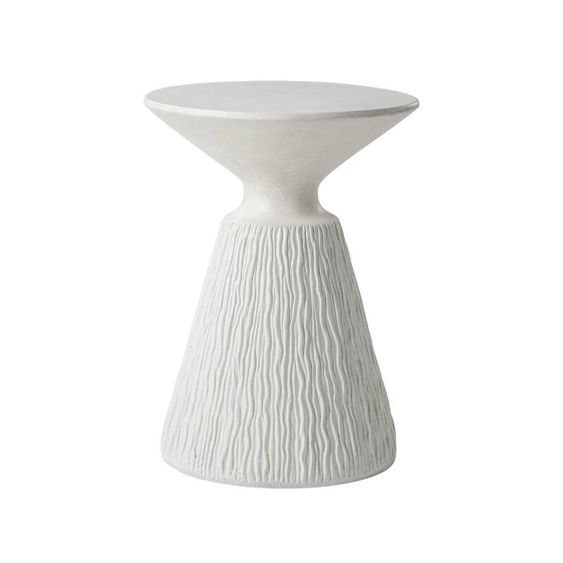 COSIEST Outdoor Patio Round Pedestal End Table, Side Table - 1pc - White