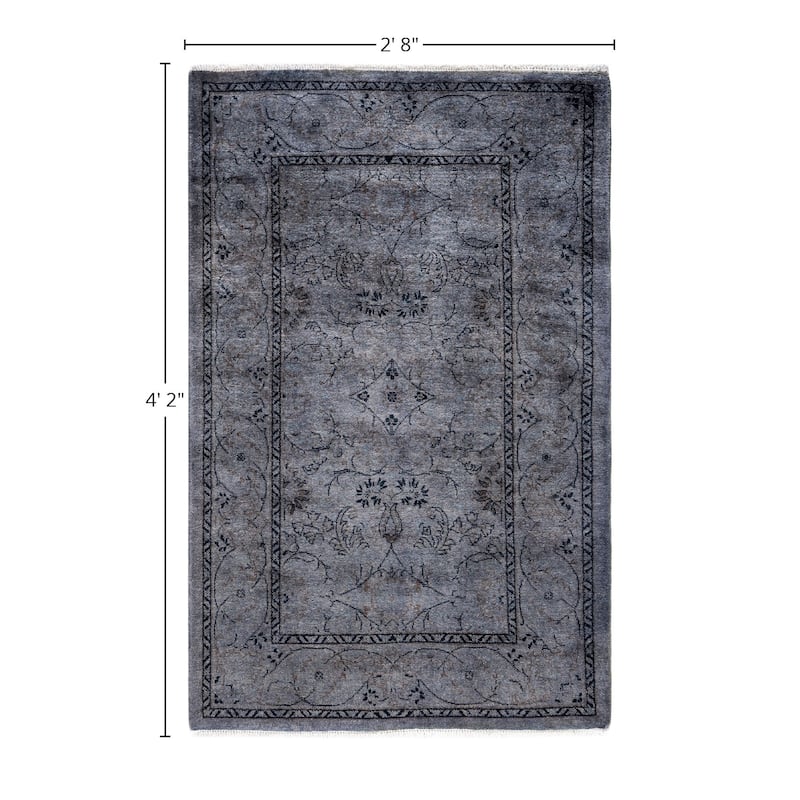 Overdyed One-of-a-Kind Hand-Knotted Area Rug - Gray - 2' 8" x 4' 2"