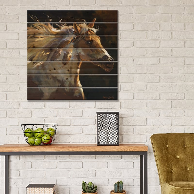 Spirit Horse Print On Wood by Carolyne Hawley - Multi-Color