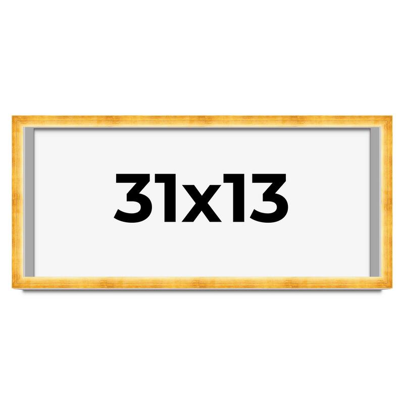 31x13 Shadow Box Frame Gold | 1.625 Inches Deep Real Wood Traditional