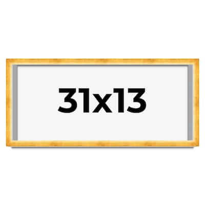 31x13 Shadow Box Frame Gold | 1.625 Inches Deep Real Wood Traditional