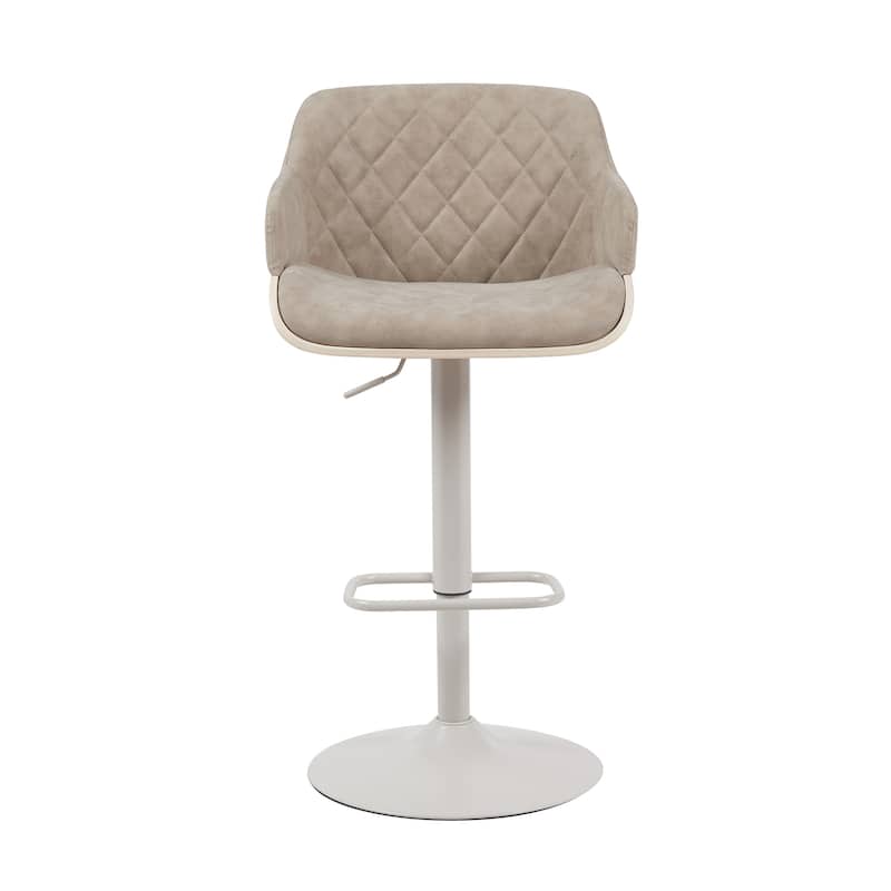 Toby Modern Adjustable Bar Stool, Upholstered Swivel Counter Height Chair with Metal Base