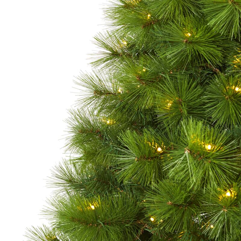 6' Green Scotch Pine Artificial Christmas Tree, Warm Clear LED Lights - 6 Foot