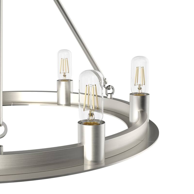 Hunter 18" Saddlewood 6-Light Chandelier, - Island, Entry, Dining Room - Wagon Wheel, Farmhouse, Industrial