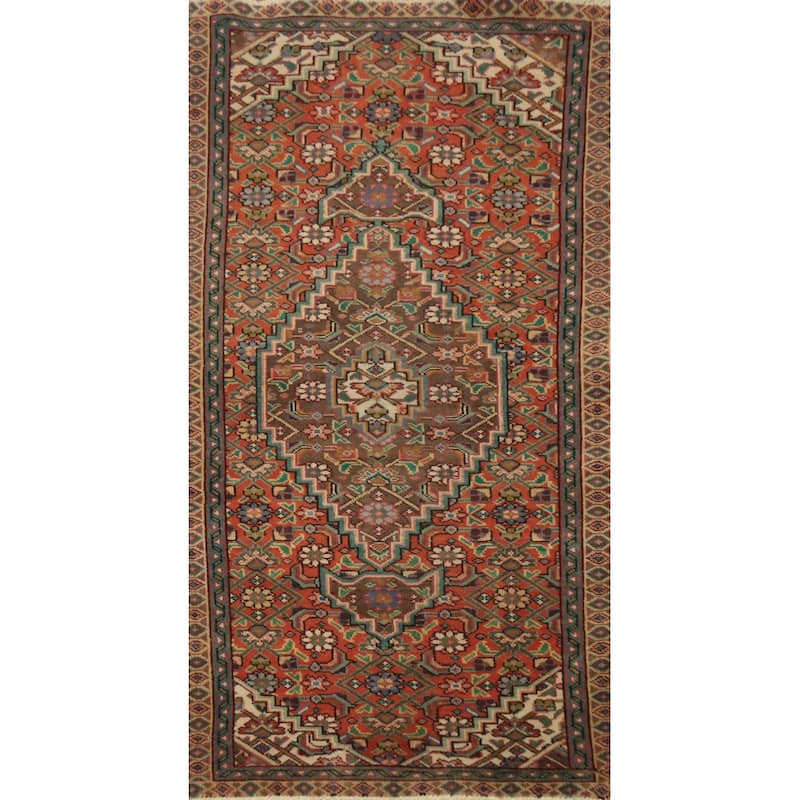 Hand Knotted Oriental 100% Wool Carpet Traditional Medallion Oranges & Rust Tabriz Area Rug - 5' 9'' X 2' 10''