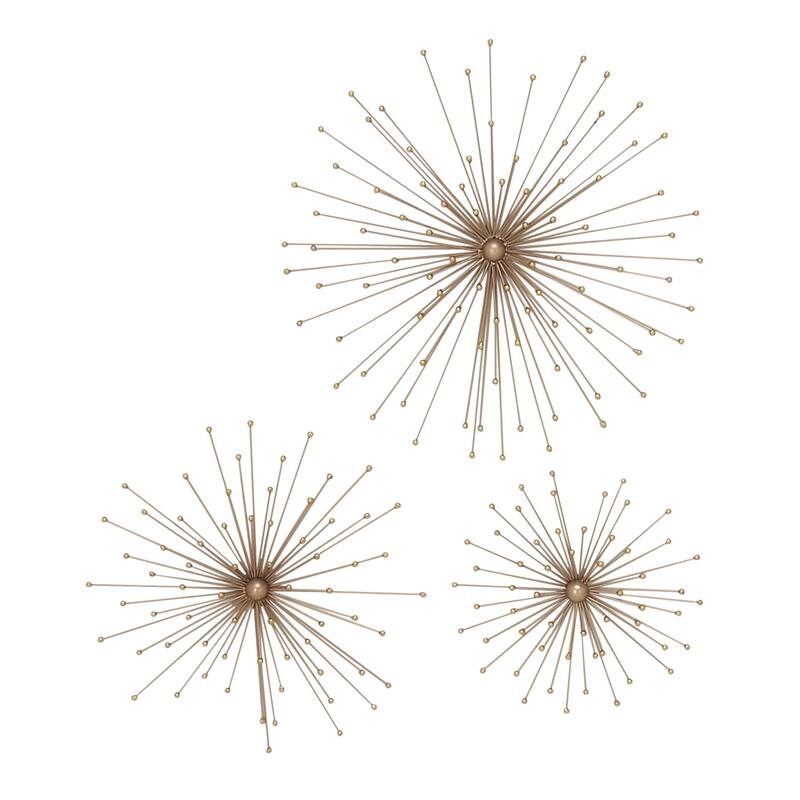 Gold Metal 3D Starburst Home Wall Decor (Set of 3)