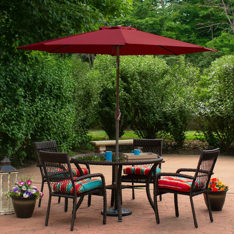 9ft Outdoor Patio Market Umbrella with Hand Crank and Tilt