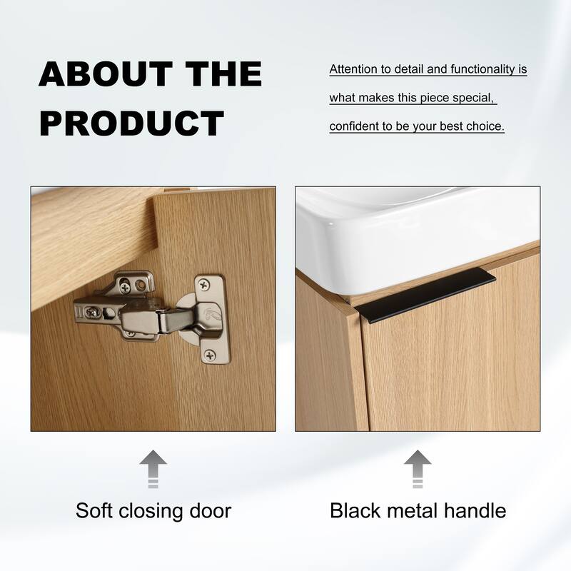 ARTCHIRLY 16/20/24/30/36 Inch Bathroom Vanity With Sink, Floating Bathroom Vanity With Soft Close Door