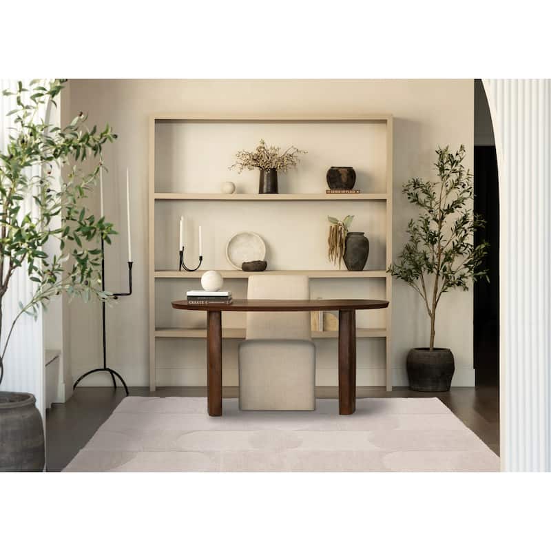 Luxurious Neutral White Overlapping Blocks Soft Textured Rug