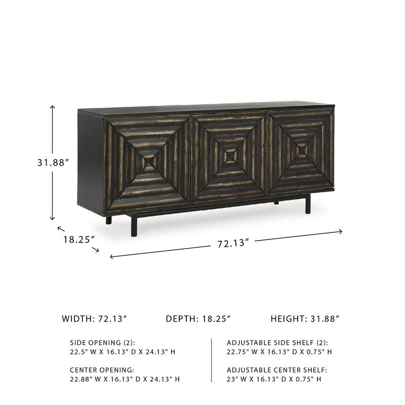 Signature Design by Ashley Fair Ridge Distressed Black Accent Cabinet - 72"W x 18"D x 32"H