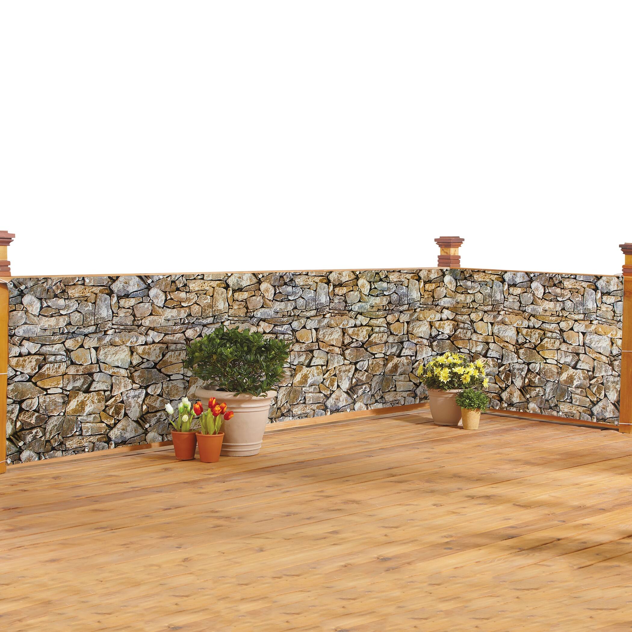 Realistic Fake Stone Privacy Fence Cover 16.000 x 5.620 x 4.750 On