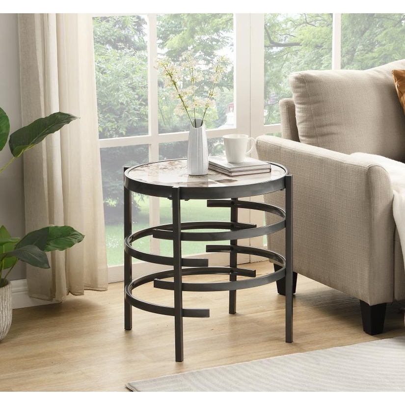 Metal and sales stone end tables
