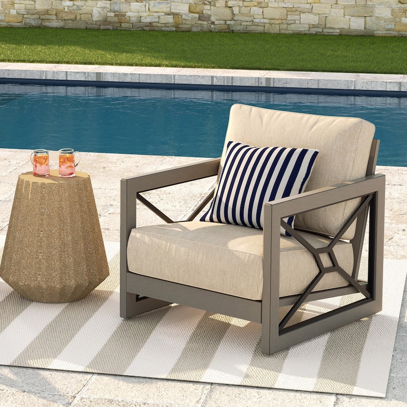 Outdoor Conversation Sofa Chair Furniture with Sunbrella Fabric Cushion - 1-Piece