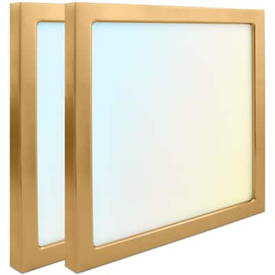 Luxrite 9 Inch Square LED Flush Mount Light, 18W 1250LM, 5CCT 2700K-5000K, Dimmable - Brass 2-Pack