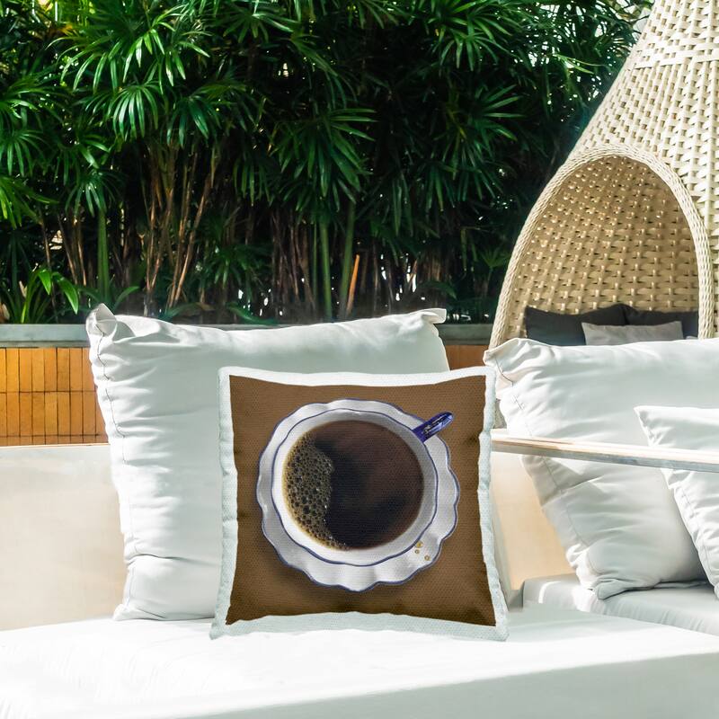 Stupell Aerial View Coffee Cup Printed Outdoor Throw Pillow Design by Matthew Piotrowicz