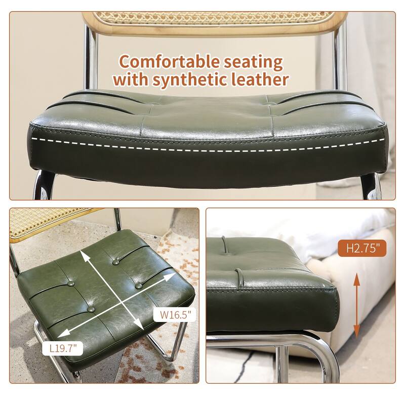 Dark Green Dining Chair Side Chair Leisure Chair Set of 2 Kitchen Chair Reception Chair Armless Chair with Metal Legs