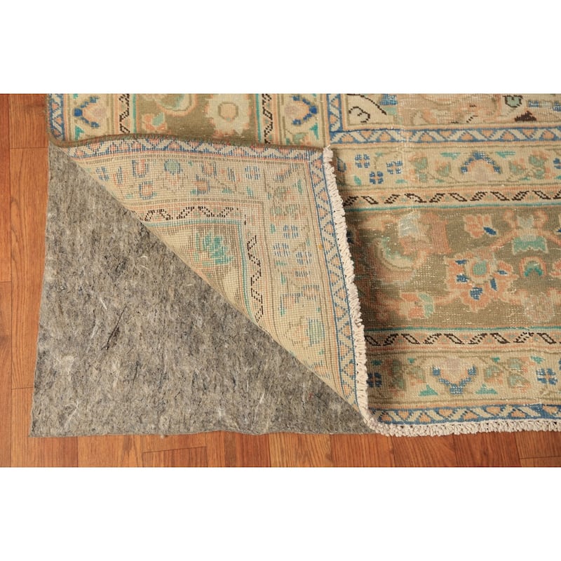 Floral Orange Mashad Persian Area Rug Hand-Knotted Wool Carpet - 9'7"x 12'7"