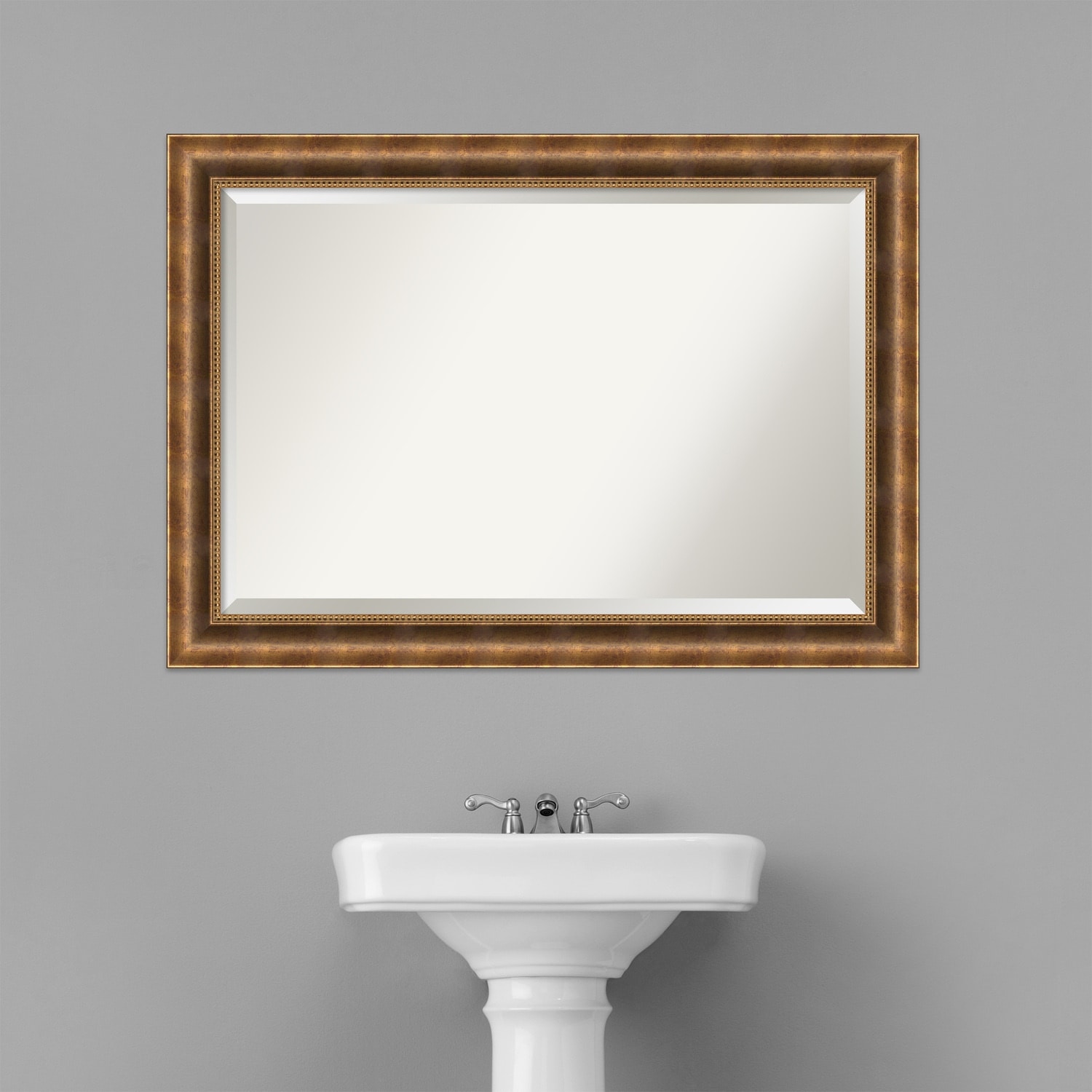 23.82 in. W x 29.50 in. H Framed Rectangular Beveled Edge Bathroom Vanity Mirror in White 23.82 in. W x 29.50 in. H Framed Rectangular Beveled Edge Bathroom Vanity Mirror in White
