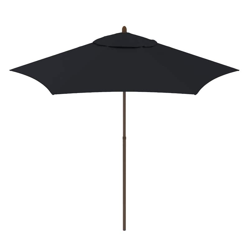 North Bend 9' Rd Faux Wood Steel Patio Umbrella, Push Open Pin Stop by Havenside Home - Navy Blue