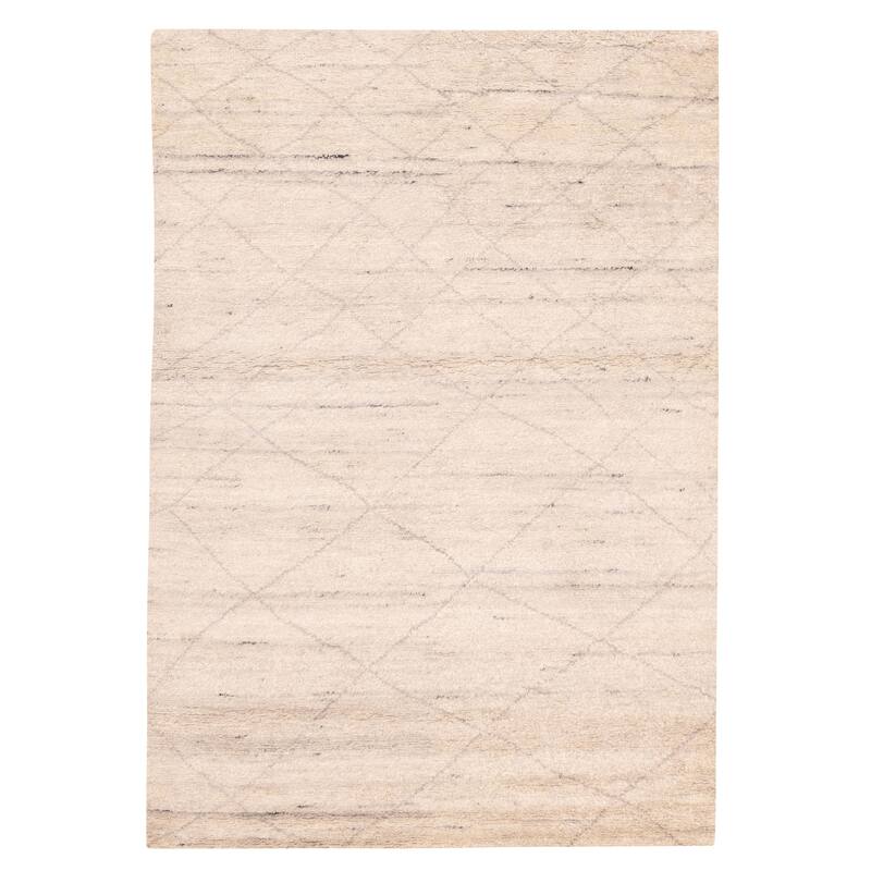 ECARPETGALLERY Hand-knotted Tangier Light Grey Wool Rug - 6'2 x 9'0