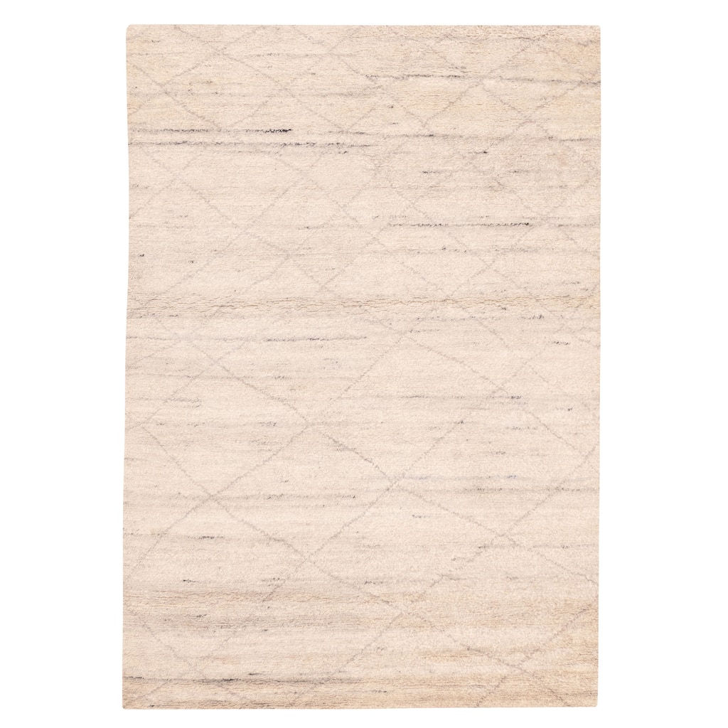 ECARPETGALLERY Hand-knotted Tangier Light Grey Wool Rug - 6'2 x 9'0