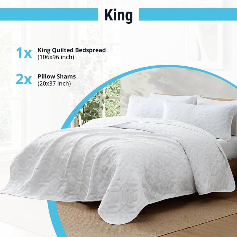 HLC.ME Logan - 3 Piece Size Quilt Set, Lightweight Bedspread Coverlet Set