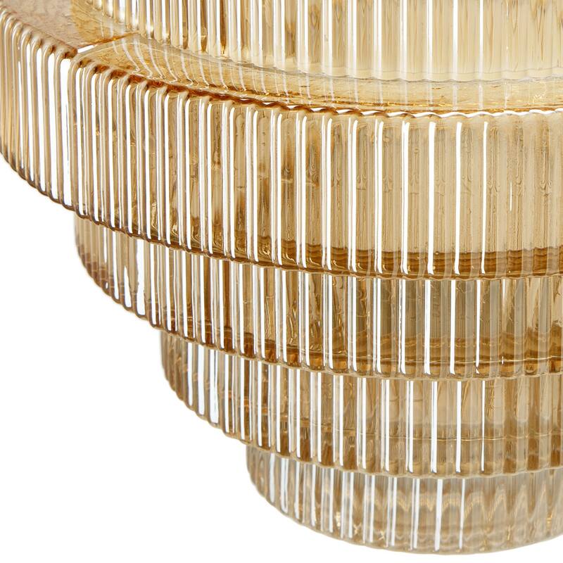 Rae 10 Inch Glass Vase, Geometric Round, Amber Yellow and Clear Finish