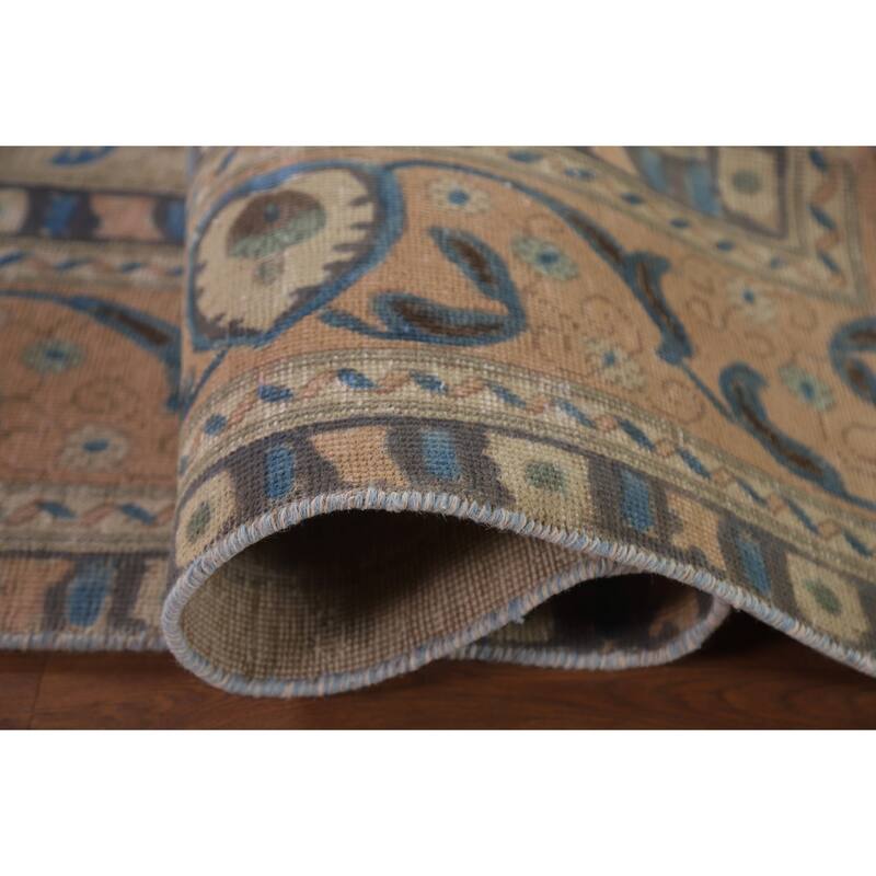 Hand Knotted Oriental 100% Wool Carpet Traditional Floral Greys & Charcoal Tabriz Area Rug - 12' 6'' X 9' 4''