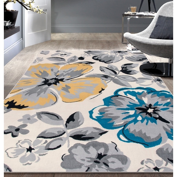 Modern Floral Design Area Rug. Opens flyout.