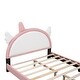 preview thumbnail 4 of 8, Full size Upholstered Platform Bed with Unicorn Shape Headboard and Footboard