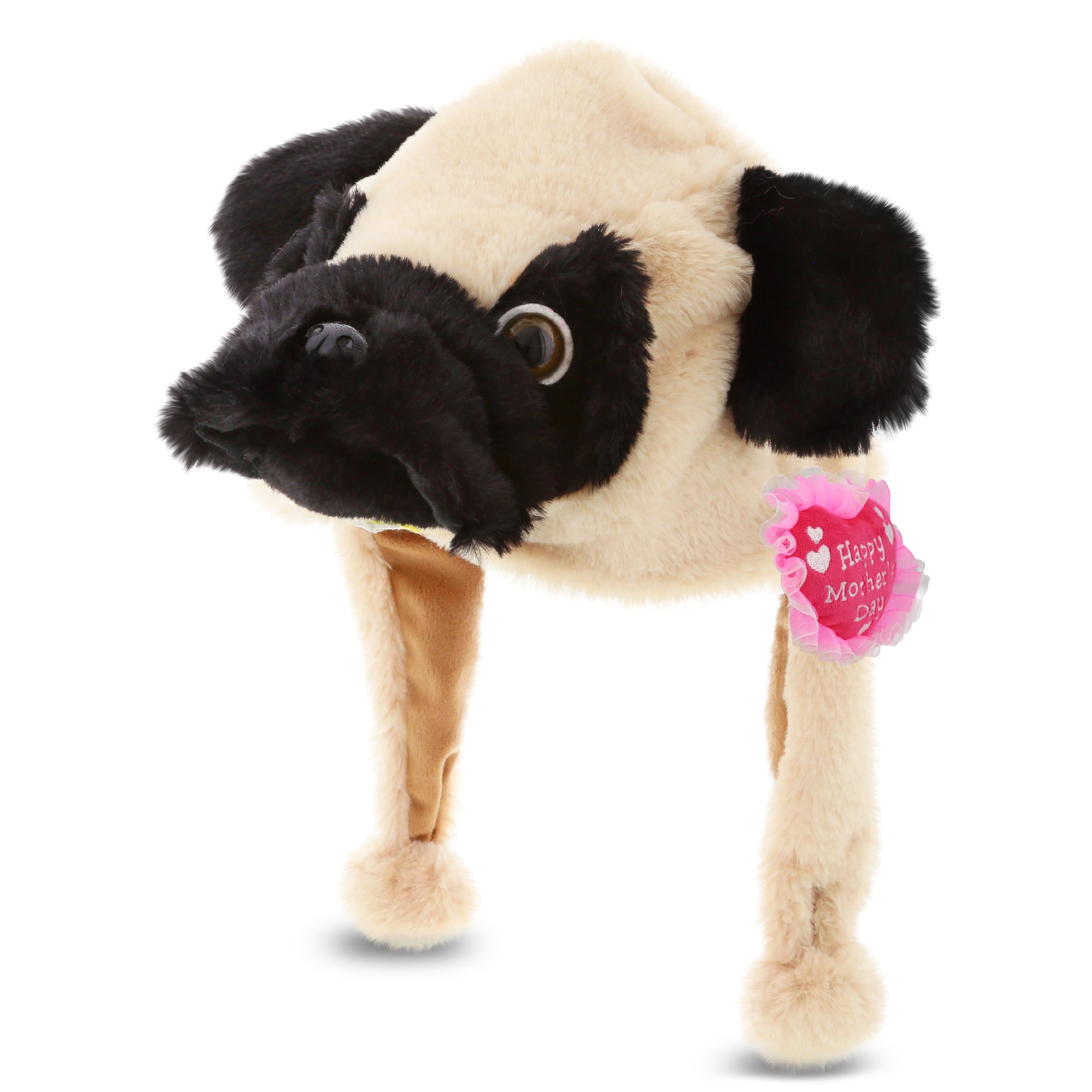 DolliBu Happy Mothers Day Super Soft Pug Dog Plush Hat with Pink Heart 16.5 inches Bed Bath Beyond 38375162