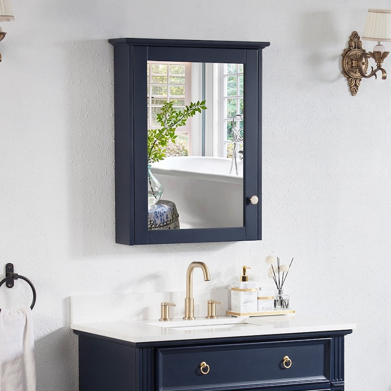 Wall Mounted Surface Mount 24" W x 30" H Mirror Cabinet With Shelves
