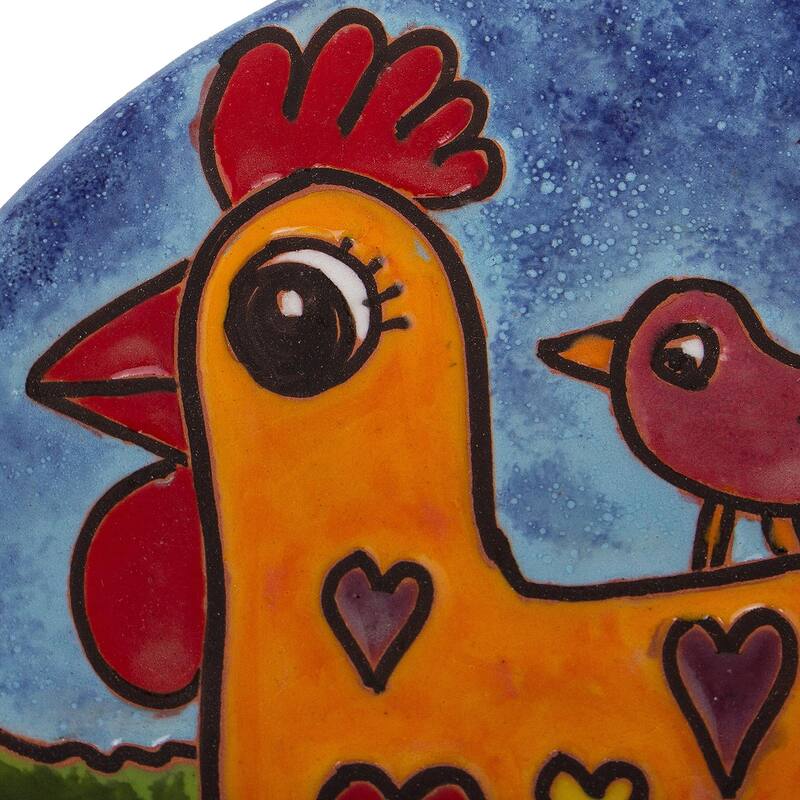Novica Handmade Chicken Of Hearts Ceramic Wall Art
