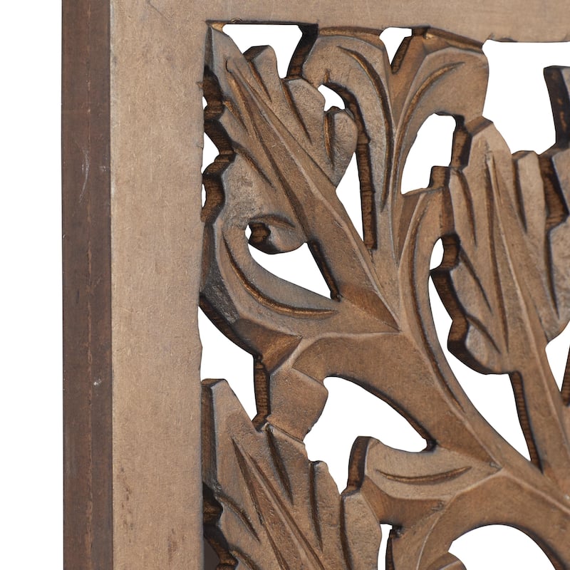 Wooden Scroll Intricately Carved Arabesque or Floral Carved Acanthus Home Wall Decor - Gold or Brown Roche River Décor