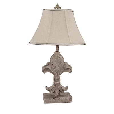 Classic French Accent Lamp with Neutral linen Shade - 6 W x 9 D x 13 H