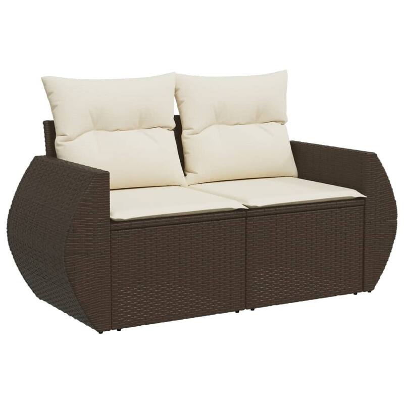 vidaXL Patio Sofa Set with Cushions Outdoor Conversation Furniture Poly Rattan - 21.7 x 21.7 x 14.6